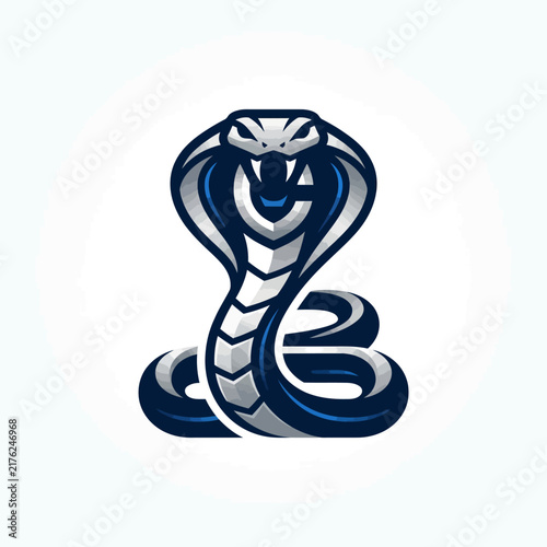 A stylized aggressive cobra snake mascot logo design.