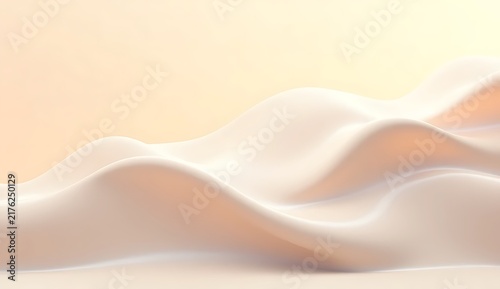 Abstract 3d background with soft cream waves and beige silk liquid lighting