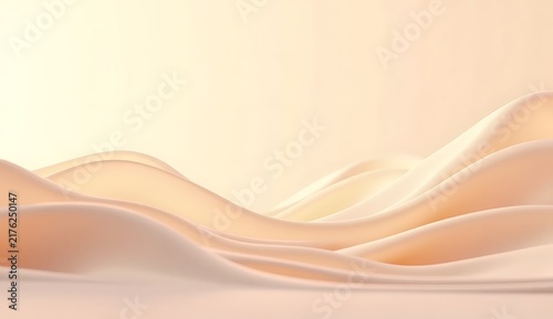 Abstract 3d background of smooth beige waves with soft gradient copy space