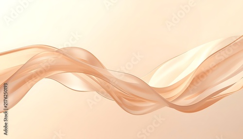 Abstract 3d floating liquid glass wave background with warm beige gradient