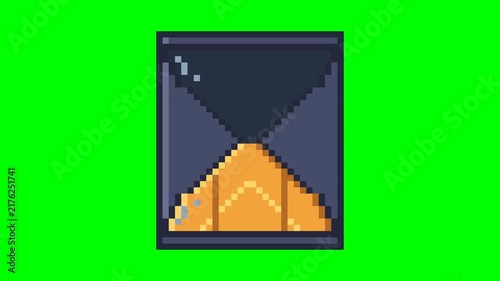 Pixel Art Hourglass Animation for Countdown on Green Screen
