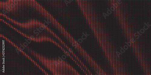 Elegant geometric halftone pop art backdrop template with dark red wavy pattern illustration