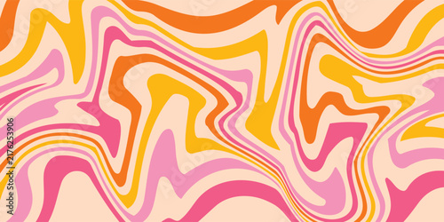 Cool Abstract Psychedelic Background. Vector Design Groovy Pattern Y2k Texture. Hand Drawn Trippy Backdrop.