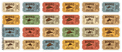 Vintage Rodeo Stampede Tickets Pattern Isolated