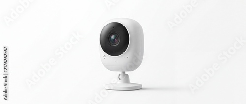 Smart home security camera on white background