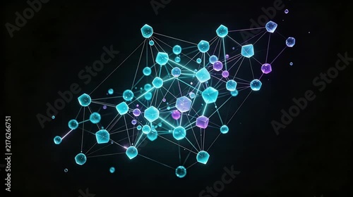 Neural network visualization with pulsing blue and violet nodes for tech innovation keynote