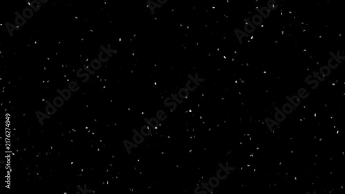 Black background with floating white particles texture. Abstract dark confetti speckle background vector. 