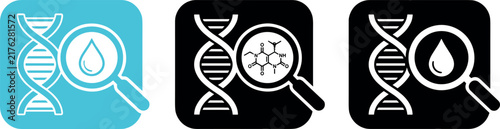 DNA testing and blood sample genetic analysis vector icon set