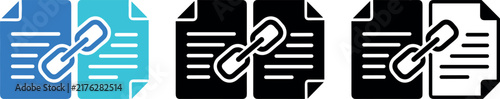 Linked documents and file sharing integration vector icon set