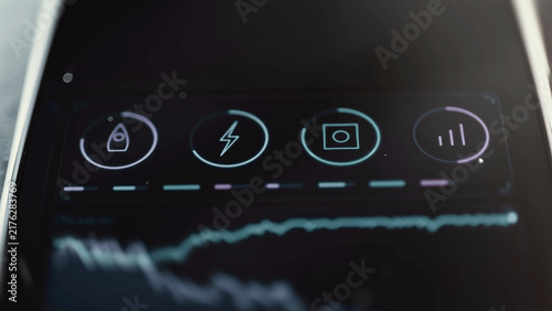 Cuadro en lienzo Color coded mission indicators align over trend lines