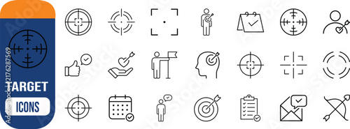Target and goal icons. target icon set, calendar icon set, clipboard icon set