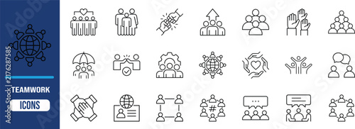 Teamwork business people vector. people icon set, hands icon set, globe icon set