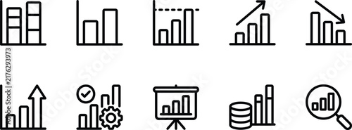 Business Chart and Financial Growth Line Icon Set