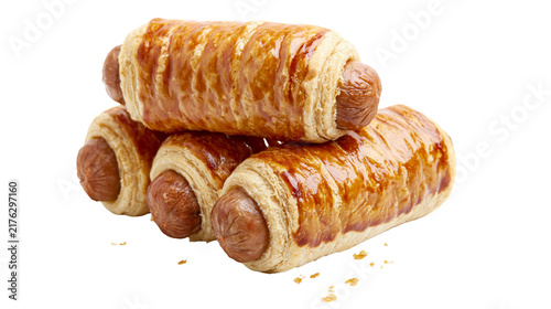 Canvastavla Golden flaky puff pastry rolls filled with savory pork sausages