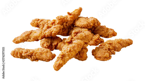 Canvastavla Golden crispy breaded chicken tenders pile