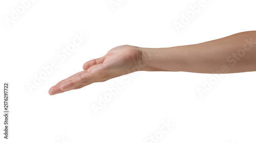 Open human hand palm facing up with extended fingers
