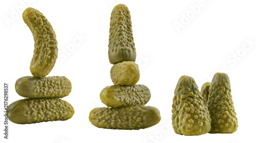 фотографія Stacked crunchy green pickled cucumbers and gherkins