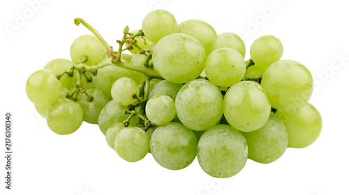 Photography Fresh cluster of ripe green grapes with stems
