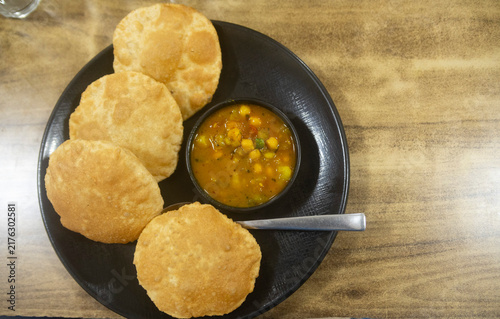 Puri with Spiced Chickpea Curry