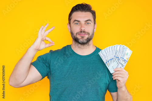 Konstfotografi Successful business man counting money
