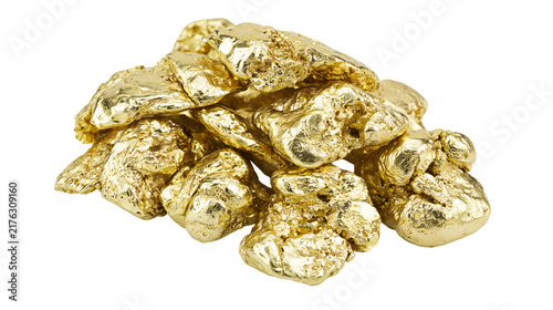 Bild auf Leinwand Raw natural gold nuggets pile with metallic texture and shiny yellow surface