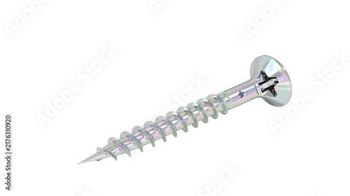 Obraz na płótnie Shiny metallic countersunk wood screw with star drive head