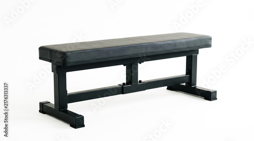 Flat weight training bench for gym exercise and fitness workout