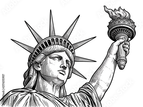 Statue of Liberty Vector Illustration Isolated on White Background