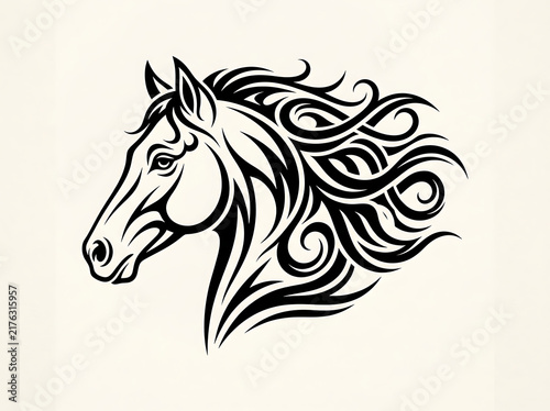 Tribal Horse Head Vector Illustration Isolated on White Background