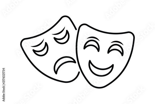 Foto Comedy and tragedy theater masks icon