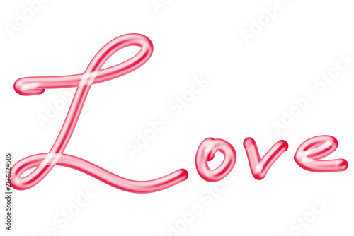 Fotografie pink neon love lettering on black background glow