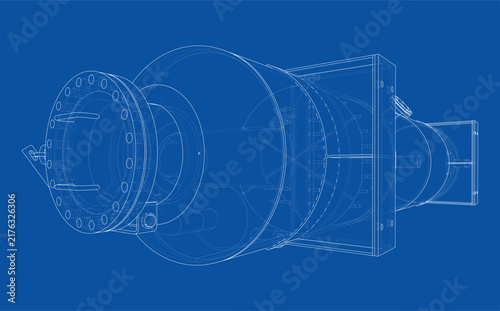 jet engine blueprint illustration. Vector