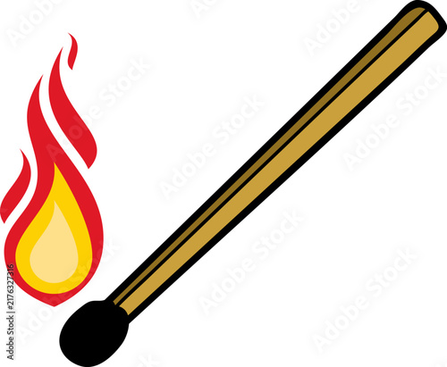 Foto Minimalist Vector Icon of a Burning Matchstick for Fire Hazard Warning