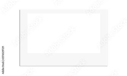 Cuadro en lienzo One wide rectangular blank polaroid style frame with white thick border isolated on transparent grid for landscape image display