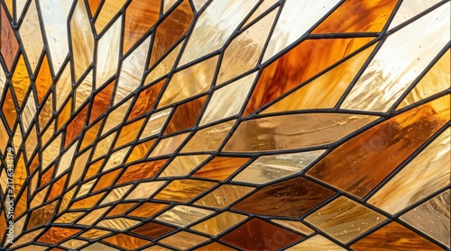 Obraz na płótnie Amber and orange diamond pattern stained glass window texture background