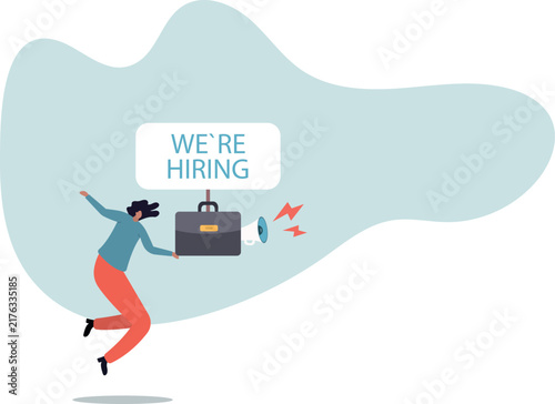 Bild auf Leinwand HR recruiting announcement we are hiring advertisement, human resources or employer looking for candidate for job vacancy