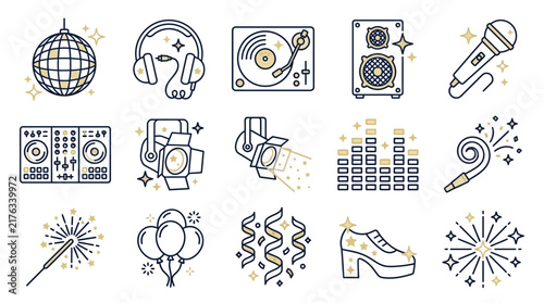 Collection of party and music celebration icons
