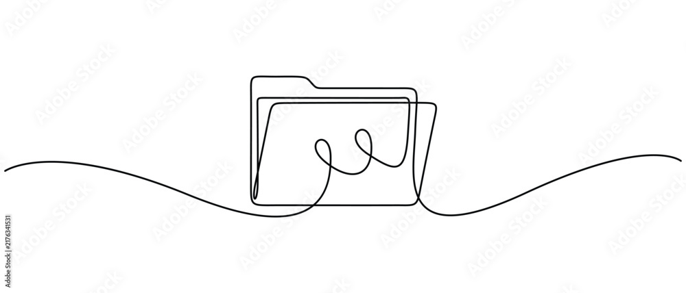 Obraz premium File folder continuous line art vector illustration for business document storage concept. Continuous line drawing of document folder vector illustration
