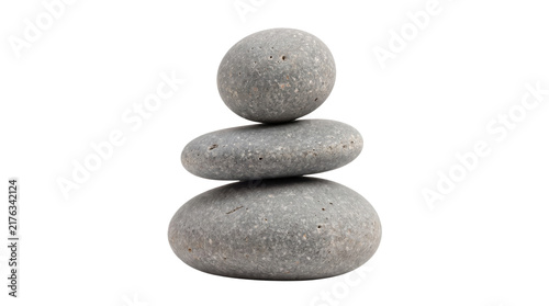 Fotografie Zen balanced stones stack, smooth grey pebbles for spa and wellness, minimalist