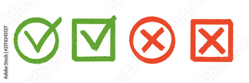 Foto Check mark cross icon set