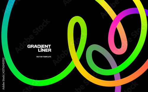 Curve Shape Color Lines Pattern. Abstract Vector Background with Gradient Line Waves. 3D Rainbow Ribbon Shapes.