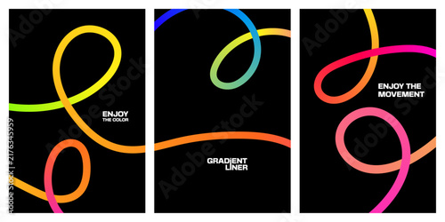 Color Line Abstract Backgrounds. Curve Shape Gradient Ribbon Pattern. Vector Rainbow Lines Graphic Design.
