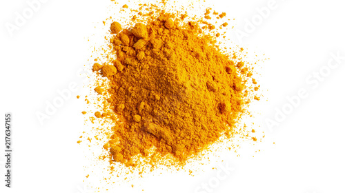 Konstfotografi Bright yellow turmeric powder pile with fine granular texture