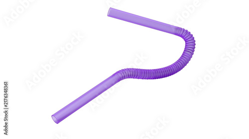 Obraz na plátně Flexible purple plastic drinking straw with accordion neck