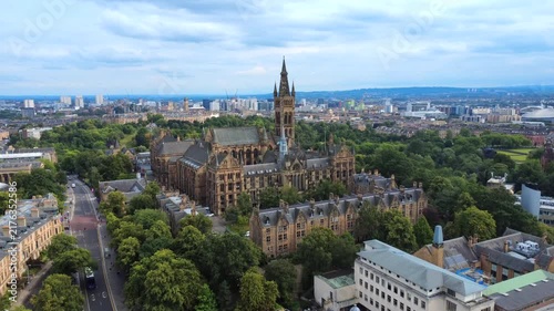 Glasgow University Cloisters Historic Building Aerial 4K