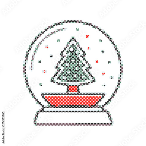 Christmas tree in snow globe illustration