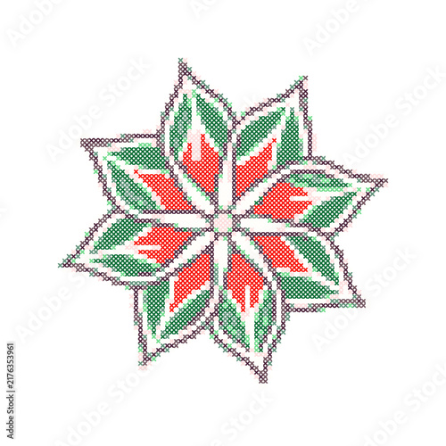 Colorful cross stitch floral design