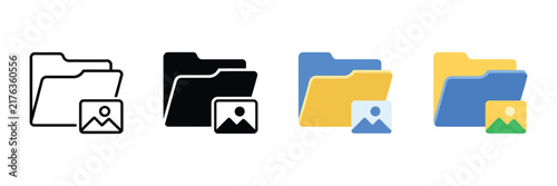 Foto File folder icons with photo thumbnail for digital image gallery storage, media