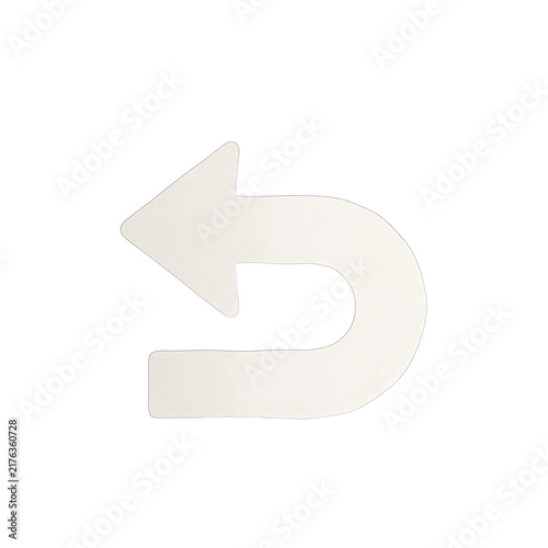 Canvas Print White U-turn arrow symbol indicating a reversal of direction or a wrong way duri