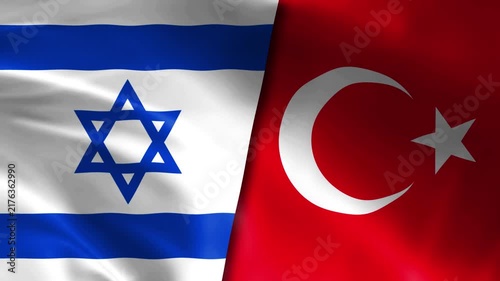 Israel vs Turkey Flag Waving Cloth Motion Animation